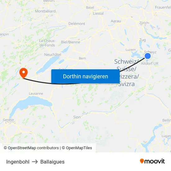 Ingenbohl to Ballaigues map