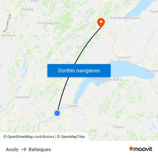 Avully to Ballaigues map