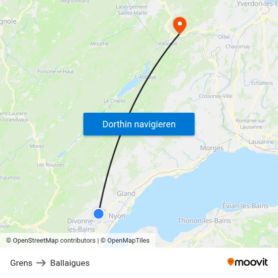 Grens to Ballaigues map