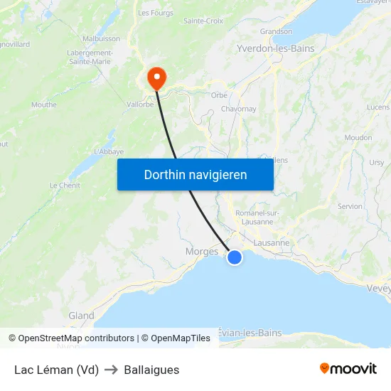 Lac Léman (Vd) to Ballaigues map