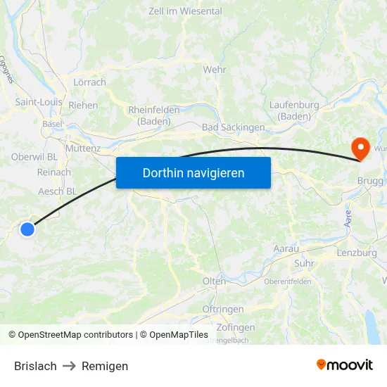 Brislach to Remigen map