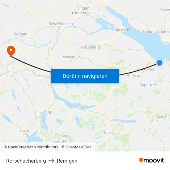 Rorschacherberg to Remigen map