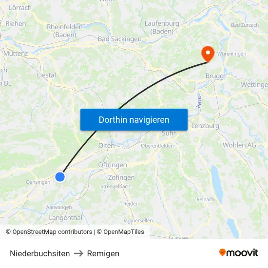 Niederbuchsiten to Remigen map