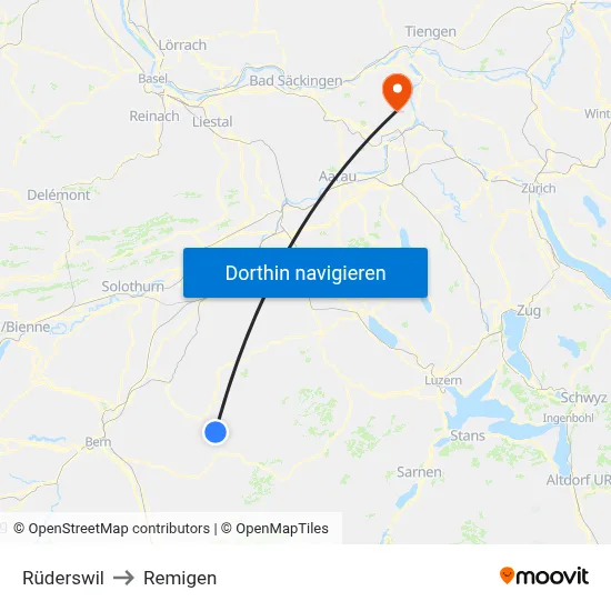 Rüderswil to Remigen map