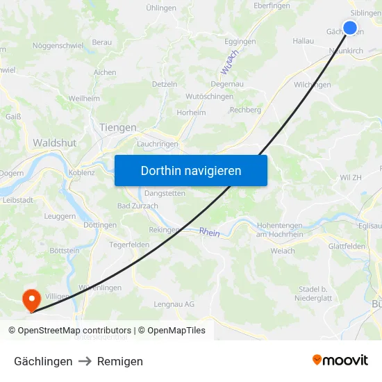Gächlingen to Remigen map