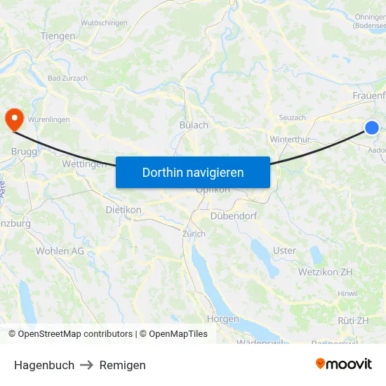 Hagenbuch to Remigen map