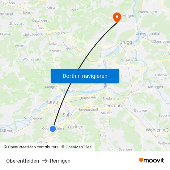 Oberentfelden to Remigen map