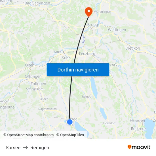 Sursee to Remigen map
