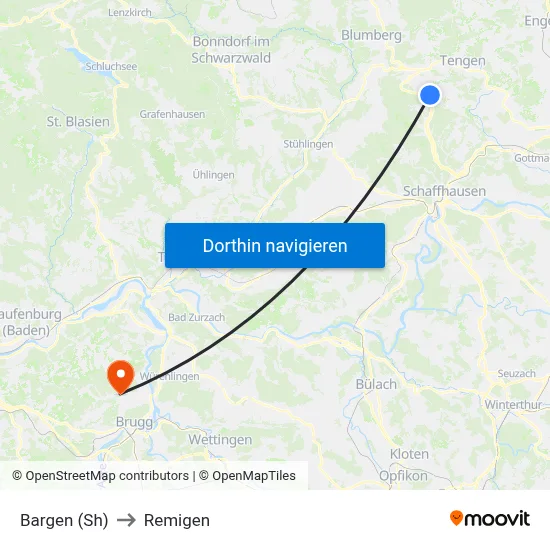 Bargen (Sh) to Remigen map