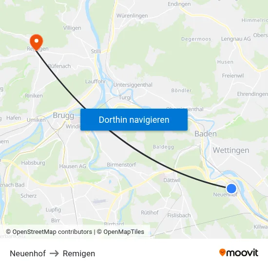 Neuenhof to Remigen map