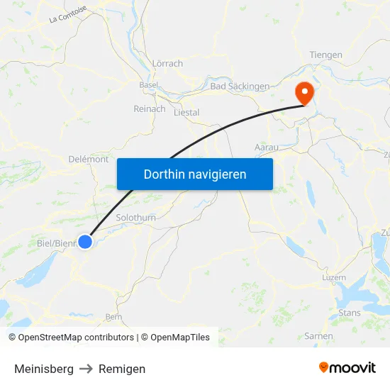 Meinisberg to Remigen map