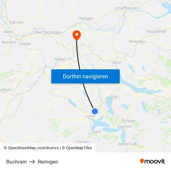 Buchrain to Remigen map