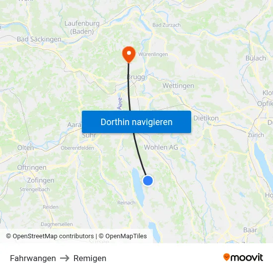 Fahrwangen to Remigen map
