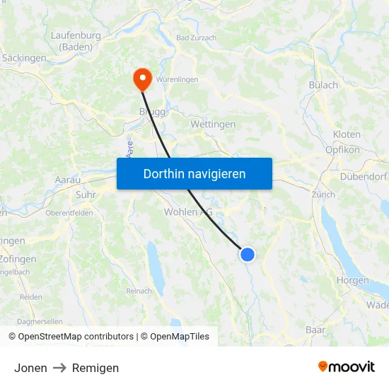 Jonen to Remigen map