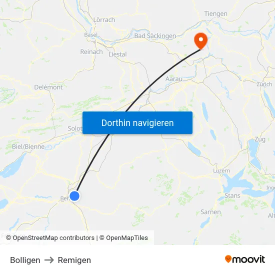 Bolligen to Remigen map