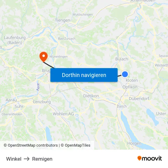 Winkel to Remigen map