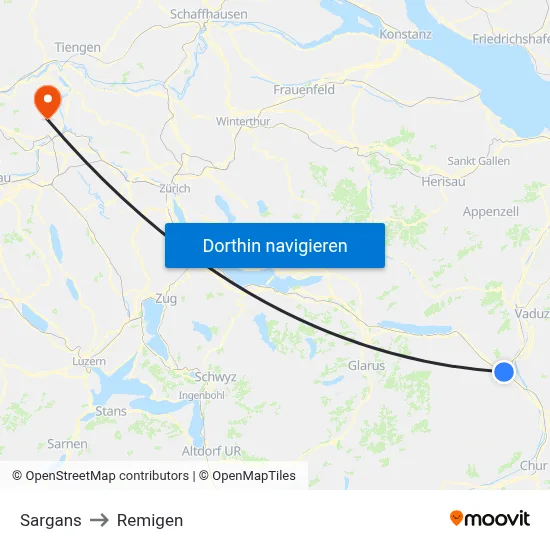 Sargans to Remigen map