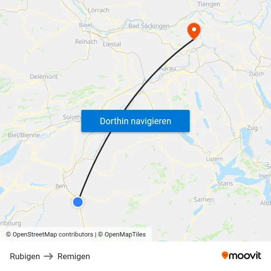 Rubigen to Remigen map