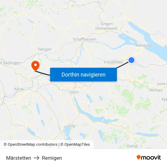 Märstetten to Remigen map