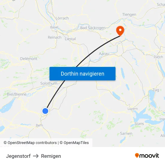 Jegenstorf to Remigen map