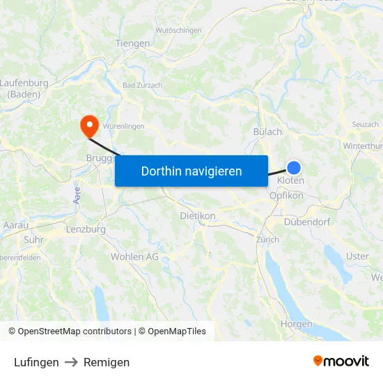 Lufingen to Remigen map