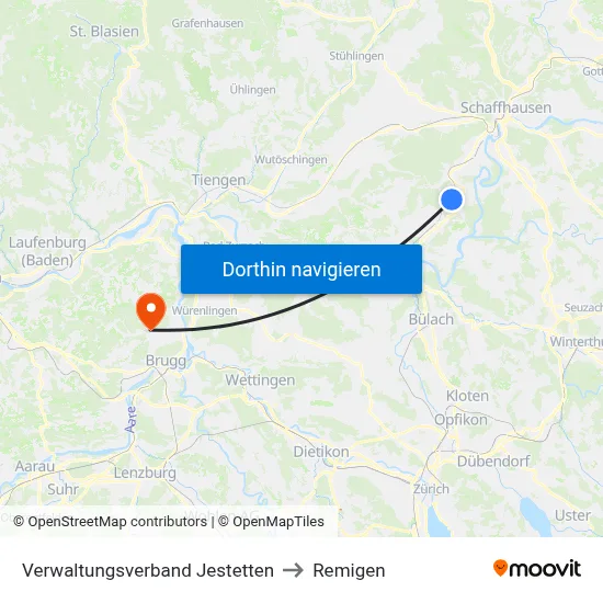 Verwaltungsverband Jestetten to Remigen map
