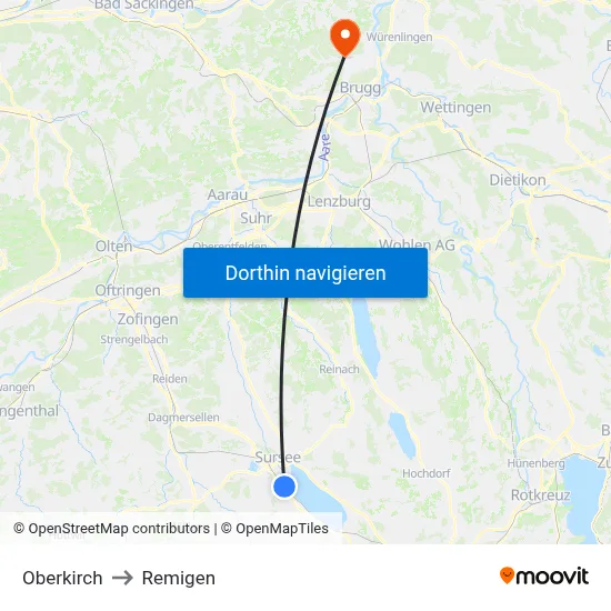 Oberkirch to Remigen map