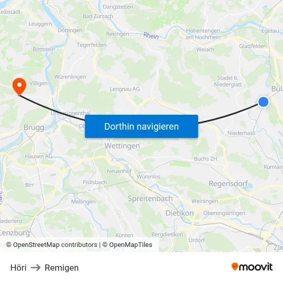 Höri to Remigen map
