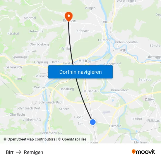 Birr to Remigen map