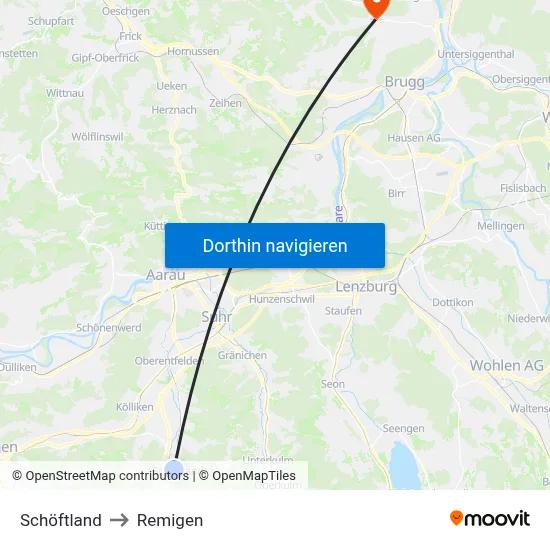 Schöftland to Remigen map