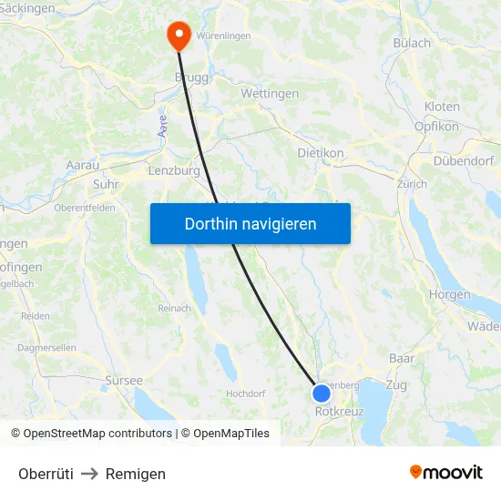 Oberrüti to Remigen map