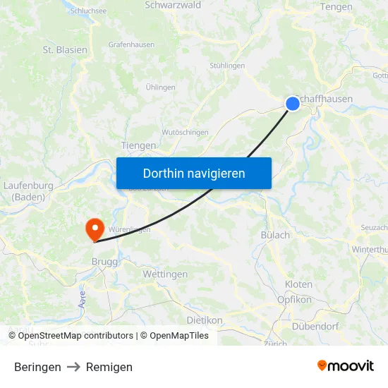 Beringen to Remigen map