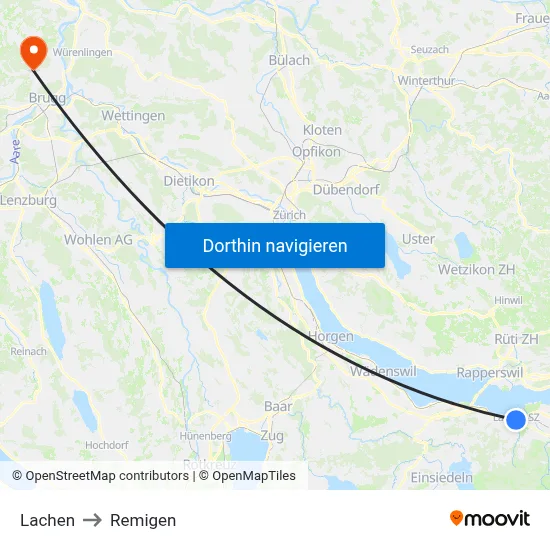 Lachen to Remigen map