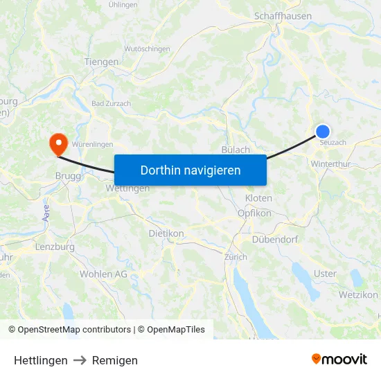 Hettlingen to Remigen map