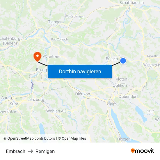 Embrach to Remigen map
