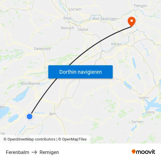 Ferenbalm to Remigen map