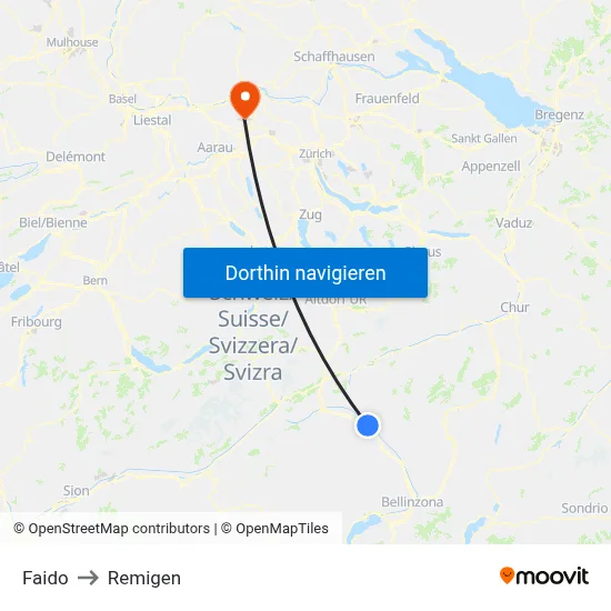 Faido to Remigen map