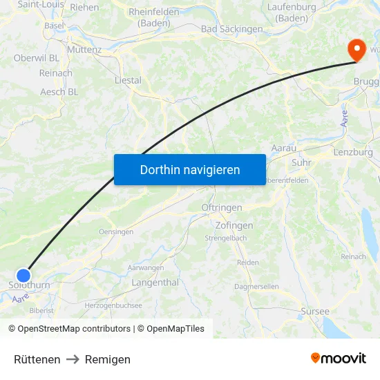 Rüttenen to Remigen map