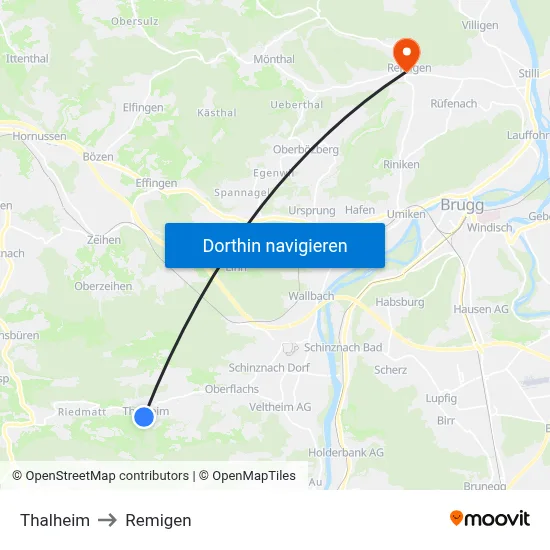 Thalheim to Remigen map