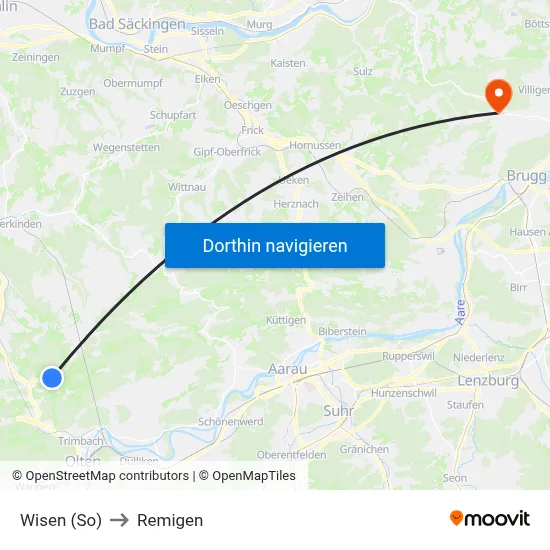 Wisen (So) to Remigen map
