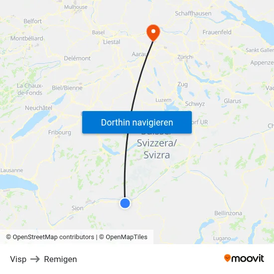 Visp to Remigen map