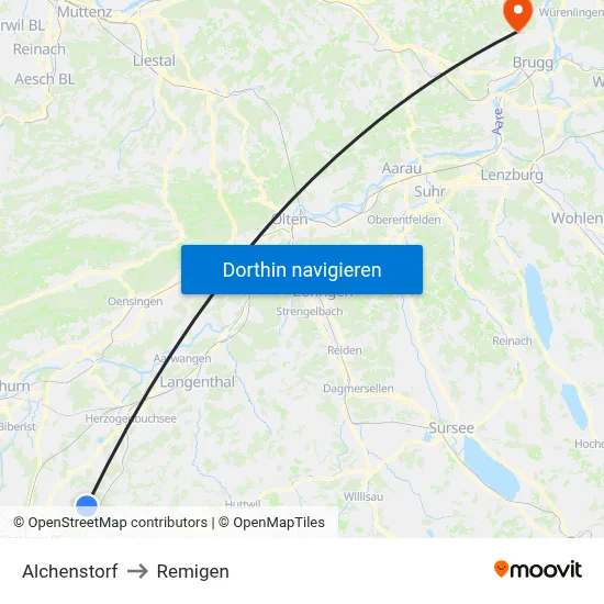 Alchenstorf to Remigen map