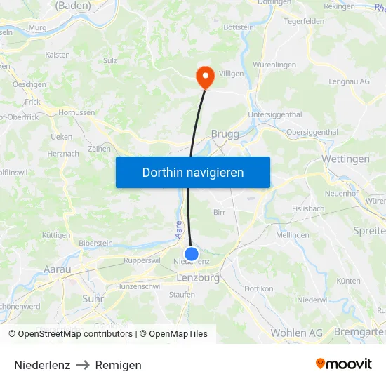 Niederlenz to Remigen map