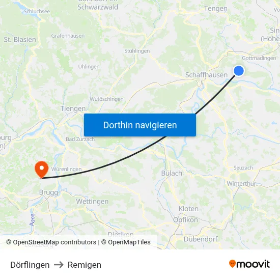 Dörflingen to Remigen map