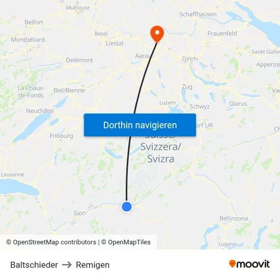 Baltschieder to Remigen map