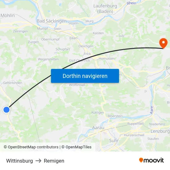 Wittinsburg to Remigen map