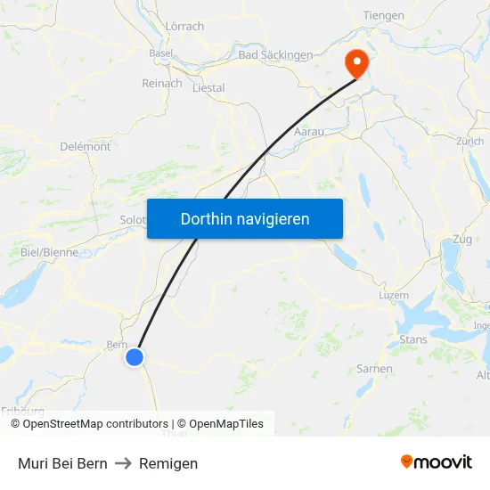 Muri Bei Bern to Remigen map