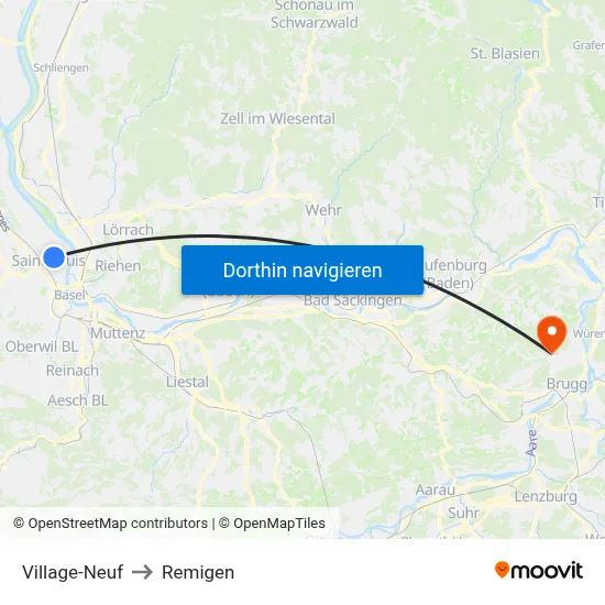 Village-Neuf to Remigen map