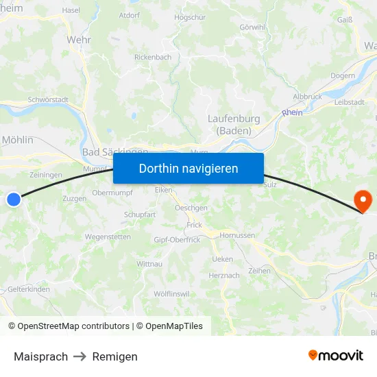 Maisprach to Remigen map