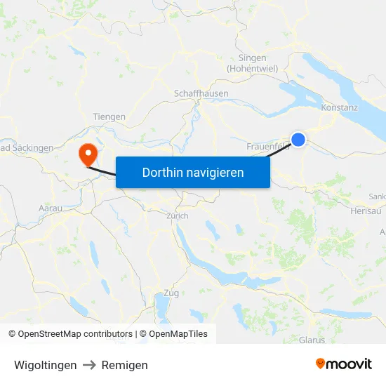 Wigoltingen to Remigen map